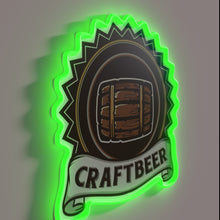 Load image into Gallery viewer, Barrel-Aged Craft Beer Sign with RGB Neon Lighting Accents