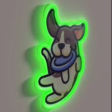 Load image into Gallery viewer, Colorful Neon Sign of Happy Dog Catching Frisbee in Action