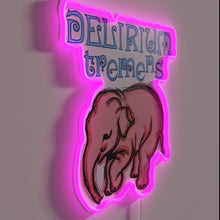 Load image into Gallery viewer, Vibrant pink elephant logo radiates quirky charm in colorful neon glow.