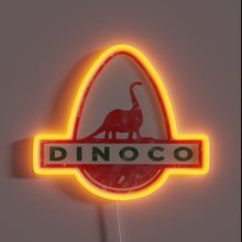 Load image into Gallery viewer, Vibrant Dinoco logo with colorful RGB neon lights glow effect.
