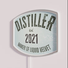 Load image into Gallery viewer, Retro-Style Distillery Sign, Liquid Velvet Bar Decor, Handcrafted RGB Neon Artwork