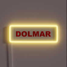 Load image into Gallery viewer, RGB Neon Sign with Bold Dolmar Lettering in Vibrant Colors