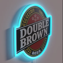 Load image into Gallery viewer, Glowing Double Brown Coffee Shop Sign in Bright Neon Colors