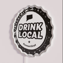 Load image into Gallery viewer, Neon Connecticut Craft Beer Wall Sign with Color Changing Bottle Caps