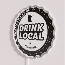 Load image into Gallery viewer, Neon craft beer bottle cap display for local Minnesota enthusiasts.