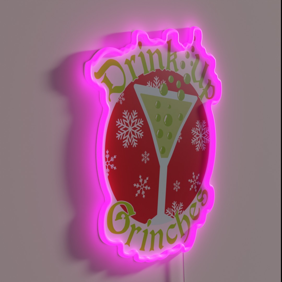Set Of 10 'Drink Up Grinches' Christmas Wine Glass Decals - Red Holiday Window Stickers 1 thumbnail image