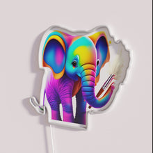 Load image into Gallery viewer, Vibrant elephant artwork created with bold brush strokes neon lighting