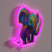 Load image into Gallery viewer, Whimsical Neon Sign Features Vibrant Elephant Illustration in RGB Colorway