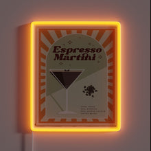 Load image into Gallery viewer, Neon bar sign featuring vibrant RGB colors for espresso martinis.