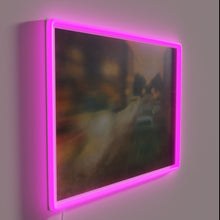 Load image into Gallery viewer, Vibrant evening ambiance with customizable RGB neon lighting effect glow.