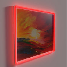 Load image into Gallery viewer, Evening ambiance with vibrant color changing rgb neon lighting effect.