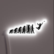 Load image into Gallery viewer, Vintage Neon Sign: The Ascension from Cave Man to Flying Disc