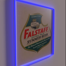 Load image into Gallery viewer, Eye-catching neon bar decor featuring Falstaff's iconic summer beer logo
