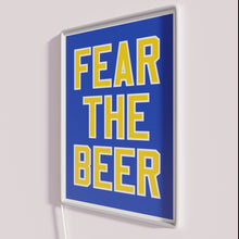 Load image into Gallery viewer, Eye-catching Beer Sign with Vibrant Blue and Red Neon Lighting