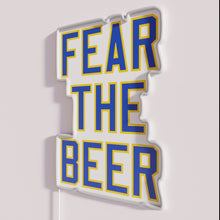 Load image into Gallery viewer, Eye-catching neon bar decor featuring white beer logo design accents