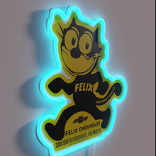 Load image into Gallery viewer, RGB illuminated 'Felix Chevrolet USA' vintage-style neon metal wall decoration