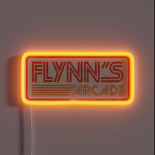 Load image into Gallery viewer, Flynn's Arcade neon sign – retro 80s-style wall decor inspired by TRON for game rooms, arcades, or sci-fi movie fans