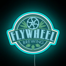 Load image into Gallery viewer, Flywheel Brewing logo RGB neon sign lightblue