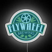 Load image into Gallery viewer, Flywheel Brewing logo RGB neon sign white
