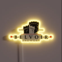 Load image into Gallery viewer, Eye-catching RGB lighting illuminates Fort de Belvoir vintage military theme sign.