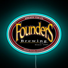 Load image into Gallery viewer, Founders Brewing Co logo RGB neon sign lightblue
