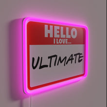 Load image into Gallery viewer, Frisbee shaped RGB neon sign with colorful glow design accents.