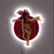 Load image into Gallery viewer, From Dusk Till Dawn neon sign featuring exotic dancer with snake – bold cult movie wall decor for home theaters, bars, or horror film fans