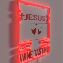 Load image into Gallery viewer, RGB Neon Sign: Humorous 'Jesus Approves' Wine Tasting Humor Quote