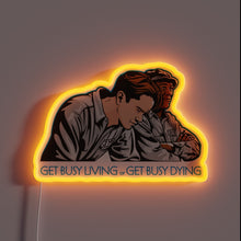 Load image into Gallery viewer, Shawshank Redemption neon sign with "Get Busy Living or Get Busy Dying" quote – iconic movie wall decor for film lovers, home theaters, or inspirational spaces