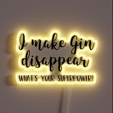Load image into Gallery viewer, Vibrant RGB Neon Sign Featuring Whimsical Gin Disappearance Quotes