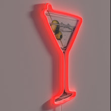 Load image into Gallery viewer, Elegant LED neon bar decor featuring glass martini cocktail art