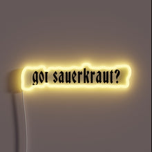 Load image into Gallery viewer, Vibrant sauerkraut-themed neon sign with customizable RGB color options installed.