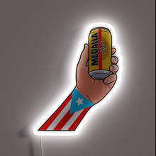 Load image into Gallery viewer, Retro-Style Sign Featuring Color-Changing Neon Design of Medalla Light Beer Logo