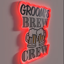 Load image into Gallery viewer, RGB Neon Sign: 'Groom's Brew Crew' Funny Group Drinking Team Sign