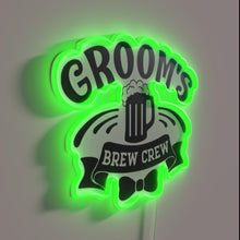 Load image into Gallery viewer, Neon sign for beer-loving group with colorful 'Groom's Brew Crew' humor.