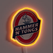 Load image into Gallery viewer, Eye-catching Hammer and Tongs POP Sign in Vibrant Neon Colors