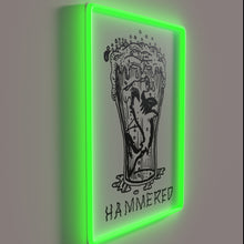 Load image into Gallery viewer, Eye-catching RGB illuminated hammerhead shark decorative metal art wall hanging