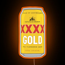 Load image into Gallery viewer, Hand drawn XXXX Gold can RGB neon sign orange
