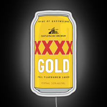 Load image into Gallery viewer, Hand drawn XXXX Gold can RGB neon sign white