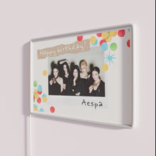 Load image into Gallery viewer, Vibrant Happy Birthday Aespa themed RGB colored neon wall decoration
