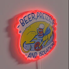 Load image into Gallery viewer, Quarantined Oktoberfest pup staying positive in neon COVID times.