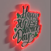 Load image into Gallery viewer, Luminous "Kiss Me I'm Lucky" St. Patrick's Day Clover Sign