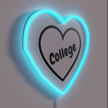 Load image into Gallery viewer, Neon heart college logo in vibrant RGB color glow
