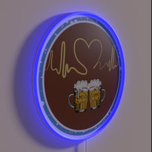 Load image into Gallery viewer, Neon heartbeat beer sign with vibrant RGB color accents
