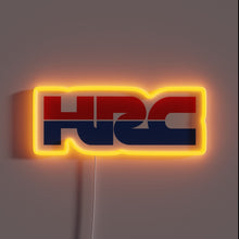 Load image into Gallery viewer, HRC neon sign in red and blue with bold glowing border.