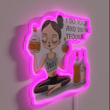Load image into Gallery viewer, Namaste meets happy hour with vibrant cool white neon glow