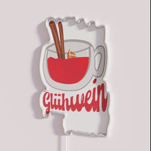 Load image into Gallery viewer, Neon bar decor saying mulled wine is Christmas holiday drink