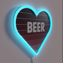 Load image into Gallery viewer, I love beer heart glowing neon sign with vibrant RGB lights