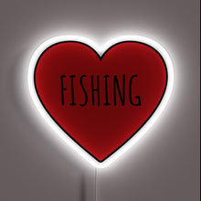 Load image into Gallery viewer, Colorful neon sign featuring heart and fishing rod design.
