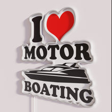 Load image into Gallery viewer, Colorful 'I Love Motor Boating' humorous boater themed neon sign decoration